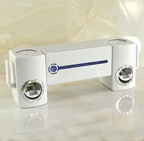 Preisvergleich Produktbild JYGQ Automatische Zahnpastaspender Zwei Zahnbürstenhalter UV-Sterilisator Automatische Zahnpasta-Pulver-Abdeckung Aufbewahrungsbox (Weiß) (Farbe : A)