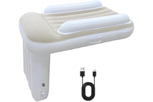Jonuin Airplane Bed for Toddlers, Electric Inflatable Toddler Travel Beds, Portable Kids Airplane Bed with Built-in Pump & Data Cable, Inflatable Mattress for Flight, Car, Train Travel Essentials
