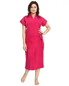 Shopping Station Womens Cotton Bathrobe (SSN5212, Pink, Free Size)