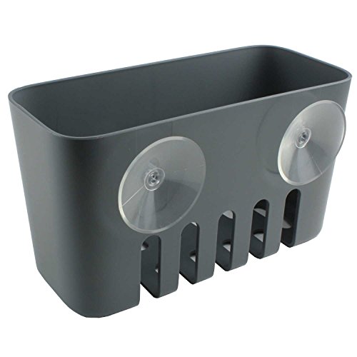 Duschregal Kunstoff grau von SANIXA / Duschablage ohne Bohren mit Saugnäpfen / Duschkorb Wannenablage / Stabile Ausführung - 2