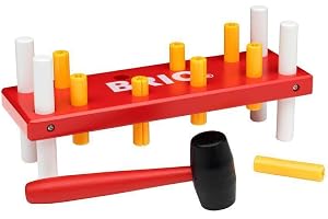 BRIO World 30525 Bultbräda, röd | Pounding Bench 10 delar. I trä och plast med gummiklubba. För barn från 12 månader. Klassiker.