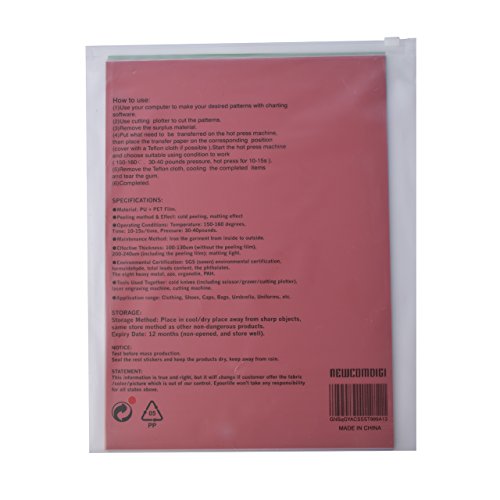 Newcomdigi Textilfolien Transferpapier Transferfolie Vinylfolien für farbige Textilien A4 210 x 297 mm 16 Blatt zufällige Farben - 6