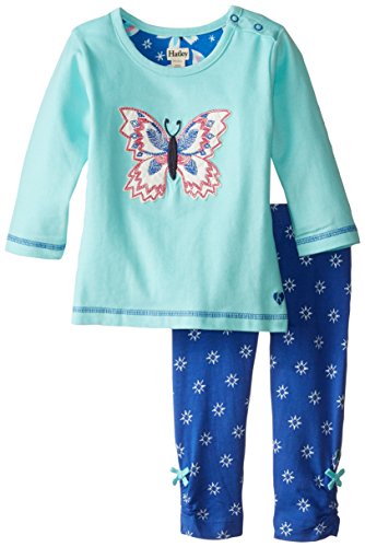 Hatley Baby-Girls Infant Long Sleeve and Legging Butterflies Clothing Set, Turquoise, 3-6 Months