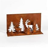 Dekotablett Fensterdeko Rostdeko Rostplatte Winter Wald Baum und Hirsche Edelrost von Landgefühl♥