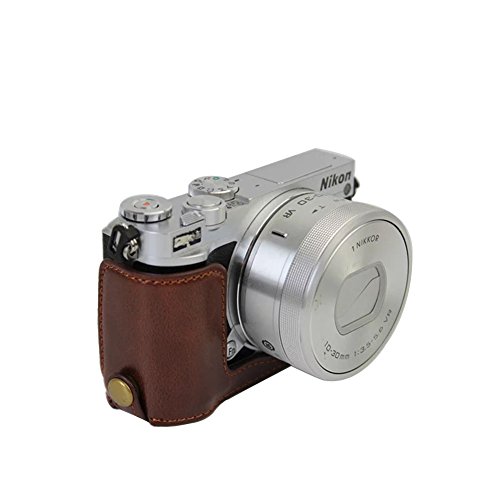 Kinokoo Camera Cuir Demi Coque inf  rieur Coque pour Nikon J5  PU Cuir inf  rieur Open-able avec cam  ra Chiffon de nettoyage