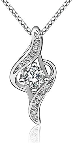 Mrs IXIQI Real 925 Sterling Silver Cubic Zirconia Drop shape Pendant Necklace Gifts Present for Women 45cm Chains