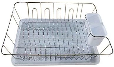 Large Dish Drainer with Removable Tray and Cutlery Holder (White)