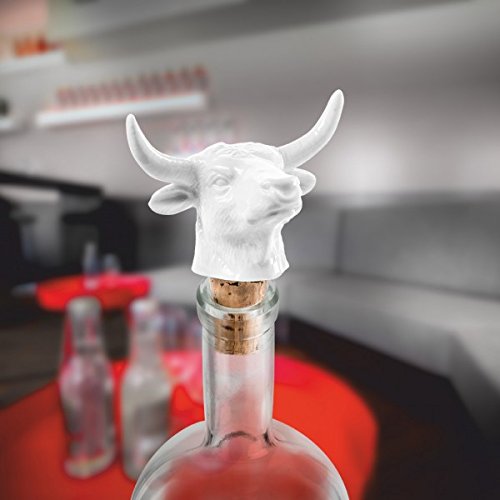 Donkey Weinstopper mit Korken und Porzellan-Aufsatz, Bullenkopf Bull Power, Winediver, 200529 - 2
