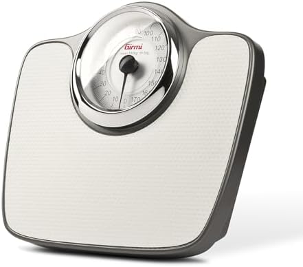 Girmi BP56 Bilancia Pesapersone Meccanica, Visore Ø 12.5 cm, Pedana Antiscivolo, Portata 180 Kg, Divisione 1 Kg, Tolleranza 1,2-2 Kg, Ghiera di Registro per Taratura