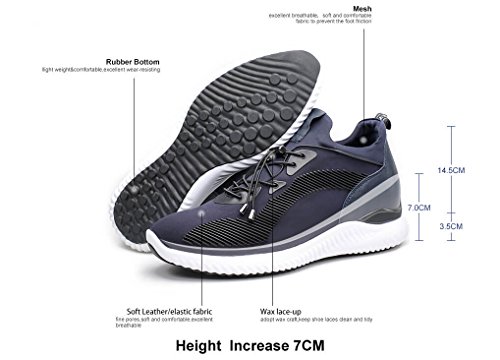 CHAMARIPA-Aufzugs-Turnschuhe Sport-beiläufige leichte Schuhe mit versteckter anhebender Ferse für Mann Schwarzes Blau Grau -7cm Taller-H71C62V012D - 4