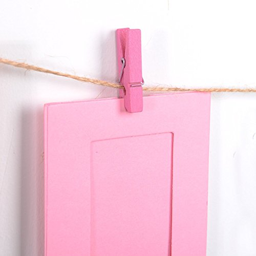 FGF-EU 10 Stück Papier Bilderrahmen DIY Wanddekoration Aufhängen Film Rahmen mit Wäscheklammern und stickers-multicolor