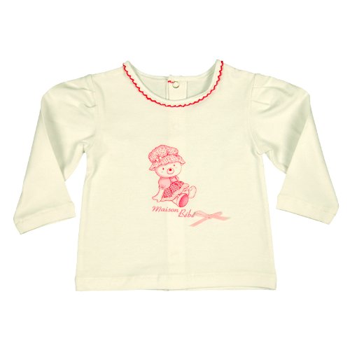 Maison Bebe Baby Girl's Long Sleeve T-Shirt White/Pink 6-9 Months
