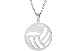 VASSAGO Collar hueco de voleibol de acero inoxidable, collar de baloncesto minimalista, joyería deportiva, cadena de clavícula, regalos para adolescentes y niñas
