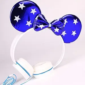 Stylie Modern Alternatives Girls Mickey Mouse Wired Headphone Led Light in Ear 3.5mm Jack Bass Foldable Adjustable On-Ear Headphones Earphones for Kids School, Travel, Music Pink/Blue