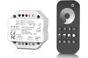 LEDUX Smart Funk-Dimmer-Schalter + WiFi - 230V WiFi Licht-Dimmgerät & TRIAC Lichtsteuerungsmodul - Drahtloser, WLAN-gesteuerter LED-Dimmer (Inkl. Fernbedienung)