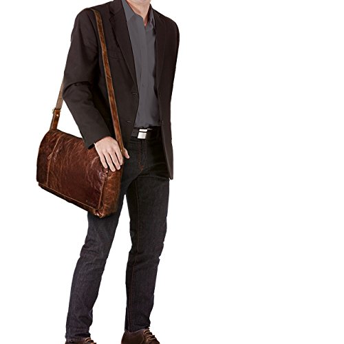 STILORD Businesstasche mit Laptopfach 15,6 Zoll Umhängetasche Herren Damen Aktentasche Unitasche Bürotasche Schultertasche Antik Leder braun - 2
