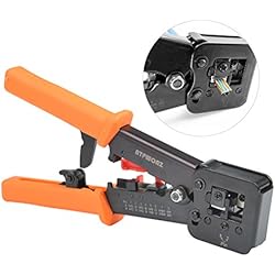 OFNMY RJ45 Outil de sertissage pour RJ11 / RJ12 Réseau et câbles téléphoniques - Outil de sertissage 3-en-1 télécom modulaire Pince de câble réseau Pince à sertir à cliquet pour câble réseau 6P / 8P