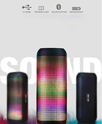 LHFJ Bluetooth-Lautsprecher LED-Licht wechselnden Lautsprecher Tragbare Drahtlose Eingebautes Mikrofon, Aux-Lautsprecher Wasserdicht, staubdicht, stoßfest Lautsprecher Black, Rot