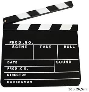 Ciak Targhetta Cinematografica In Legno – 20x18 Cm, Per Riprese Film E Set Cinema, Scrivibile Con Gessetto