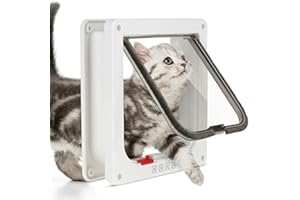 Yosoo Health Gear Porta per Gatti Trasparente, Porta per Gatti Sicura per Animali Domestici, Porta per Animali Domestici Originale a 2 Vie, Facile da Installare Gattaiola per Gatti (Bianca, M)