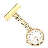 Retro Kreativ Broschen Tragbar Medizinische Doktor Krankenschwester Fob Uhr Clip on Anhänger Hängen Arabische Ziffern Runde Zifferblatt, Rose Gold