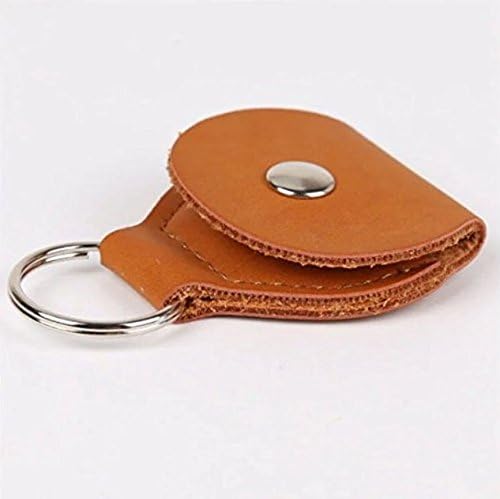 JuShen Key Chain Artifical Leather Paddles Package Case For Guitar Picks (Brown)