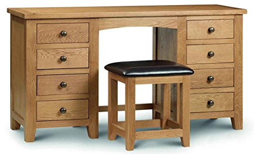 Julian Bowen Marlborough Oak Desk or Twin Pedestal Dressing Table, Size: H 75cm, W 142cm, D 44cm