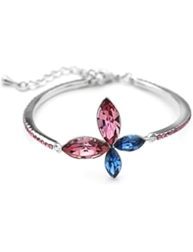 Neoglory Jewellery mit Swarovski® Elements Armreif Schmetterling rosa und blau