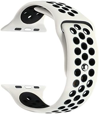 Noya Apple Watch Band Nike+ Series 1 Series 2 Series 3, Soft Silicone Replacement Sport Wristband Wrist Strap for iWatch Nike Sport Band M/L (42mm, White|Black)