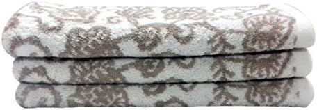 Livingston Home 3 Piece Luxurious Botanical Hand Towel Set, Latte