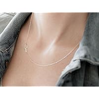 zarte Sterlingsilber Kette Kreuz 925 Gott Glaube Kirche