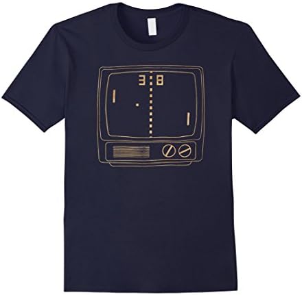 PREMIUM "1970s Computer Tennis Game" Retro T-shirt Male Large Navy