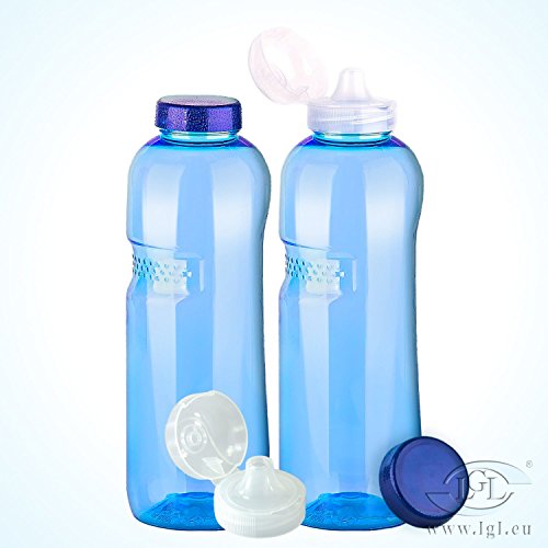 2 x Trinkflasche 1L mit Sportdeckel Wasserflasche aus Tritan (Bisphenol A frei)