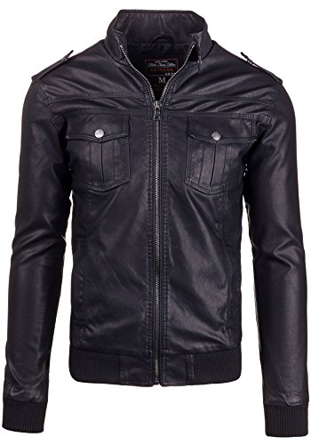 BOLF Herren Kunstlederjacke Zeitlos B-BLESINGS 1636 Schwarz L [4D4]