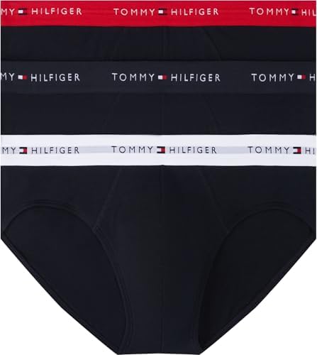 Tommy Hilfiger Uomo Slip Hipster Confezione da 3 con Fascia con Logo, Multicolore (des Sky/Primary Red/White), S