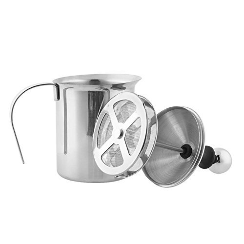 Webat 400ml Edelstahl Milchschäumer Cappuccino Kaffeeschäumer Doppelschaumpumpe - 4