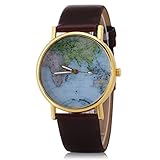 Fenkoo Damen Modeuhr Quartz Weltkarte Muster PU Band Armbanduhr Schwarz / Weiß / Braun