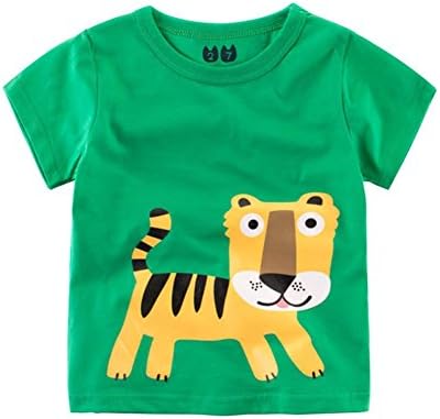Elecenty Boys Girls T Shirts, Summer Cartoon Print Tops Outfits Clothes For 2-7 Years Old (2 Years old, Mint Green)