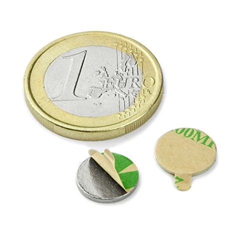 10x NEODYM SCHEIBEN MAGNETE SELBSTKLEBEND 10,0 mm x 1,0mm N35 Nickel 500 G STARKE MAGNETE