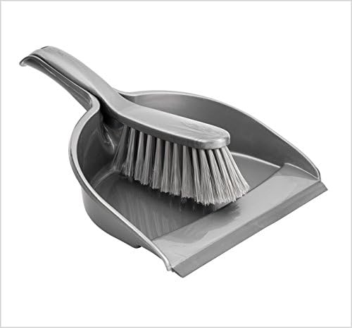 Dustpan &amp; Brush Set SILVER GREY With Supersoft Grey Bristles