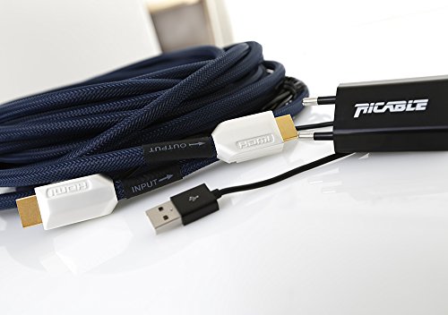 Ricable Supreme AI F10 – 10 Meter – Kabel HDMI 2.0 High 3D Speed bescheinigt mit Mikroprozessor, um das Signal zu auszugleichen und zu verstärken. Entworfen für den Durchlauf in Kanäle und Wellblech mit abnehmbaren Verbinder und Bandweite 29 Gbps. Hi-End Qualität für den AV HD Anschluss mit 24 AWG OCC einkristallin Kupferleiter und vergoldeten abgeschirmten Verbinder. Italienisches Design und Lebenszeitgarantie on-Site - 7