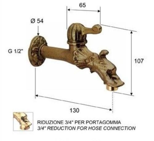 L ‚Artistica 77432–10 Wasserhahn aus Messing, Drachenkopfmotiv, 1/2 Zoll - 2