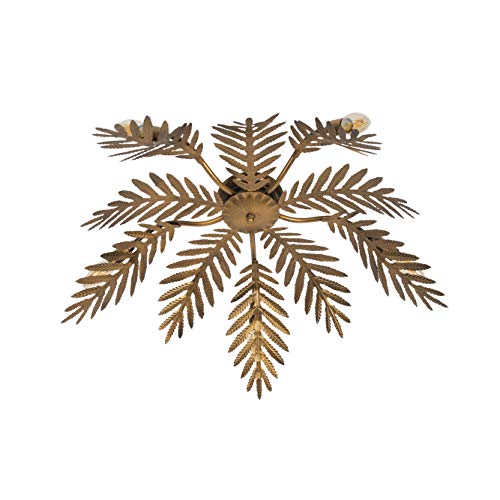 QAZQA Retro Vintage Deckenleuchte/Deckenlampe/Lampe/Leuchte 5-flammig Gold/Messing - Botanica/Innenbeleuchtung/Wohnzimmerlampe/Schlafzimmer/Küche Stahl Rund LED geeignet E14 Max. 5 x 4