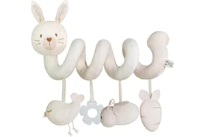 SURAKEY Spirale d'activité Bébé Animaux Jouet en Peluche Suspendu - Jouets Sensoriels Développement pour Poussette, Lit, Siège Voiture