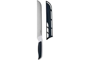 Zyliss Comfort Bread Knife, 20.5cm/8in, Japanese Stainless Steel, Serrated Edge, Non-Slip Handle, Includes Cover for Safety, Black/White, Professional Kitchen Knife, Dishwasher Safe