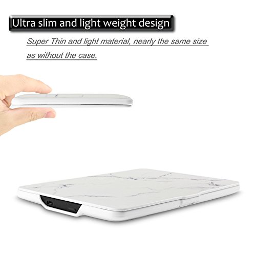 Infiland Amazon Kindle Paperwhite Litchi Falte Case Hülle – Ultra Slim Leder Schutzhülle Tasche hülle Case für Amazon Kindle Paperwhite (geeignet für alle Vorgängermodelle von 2012, 2013, 2014 und den neuen Kindle Paperwhite 2015 mit 300 ppi-Display, 6″ Bildschirm, und integrierter Beleuchtung), Mit Auto-Sleep / Wake-up-Funktion, Marmor - 6