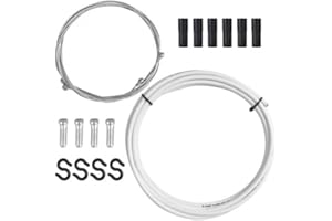 GRANVOO Kit de Cables y Carcasa de Cambio de Bicicleta, Repuesto de 2.5m Manguera de Plástico, Universal Cable de Freno de Bicicleta Delantero y Trasero con Tapa para Ciclismo MTB Road Mountain Bike (WHITE)