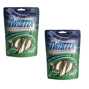 Twistix Low Fat High Protein Vanilla Mint Flavour Oral Hygiene Dog Dental Care Treats for All Life stage Dog, Remove Plaque, Tartar and Freshen Breaths, Easy To Chew and Digest Dogs Dental Chew 14 Small Sticks Pack of 2