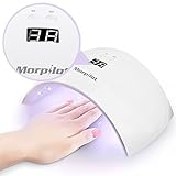 ❤DURABLE Y SECA MUY RÁPIDO ❤ - Morpilot Lámpara de uñas es un secadores de uñas más profesional. Tiene 18 perlas de luz LED durable. Con 24 vatios de potencia, seca rápidamente, que puede acortar 50% su tiempo que otros secadores de uñas.