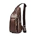 Produktbild Herren Klein Sling Bag Jungen Vintage Brusttasche Einfarbig Leder Sling Rucksack Leichter Wasserdicht Umhängetasche Anti diebstahl Versatile Messenger Bag (Braun) (Color : Braun, Size : -)